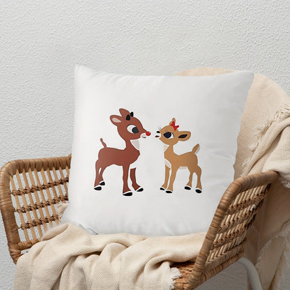 1pc Adorable Rudolph Velvet Cushion Cover - Square Pillowcase with Charming Printed Pattern, Soft Velvet Texture for Cozy Home Decor, Perfect Accent to Living Room, Bedroom, Office & Sofa (Pillow Insert Not Included)