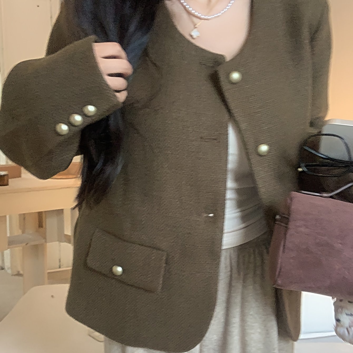 Sixsr Solid Single Breasted Elegant Jacket, Versatile Long Sleeve Outwear For Fall & Winter, Women's Clothing