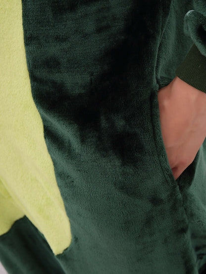 Sixsr one piece Men's Thick Fleece Dinosaur Hooded Pajamas with Pockets - Cozy Loungewear for Winter Nights