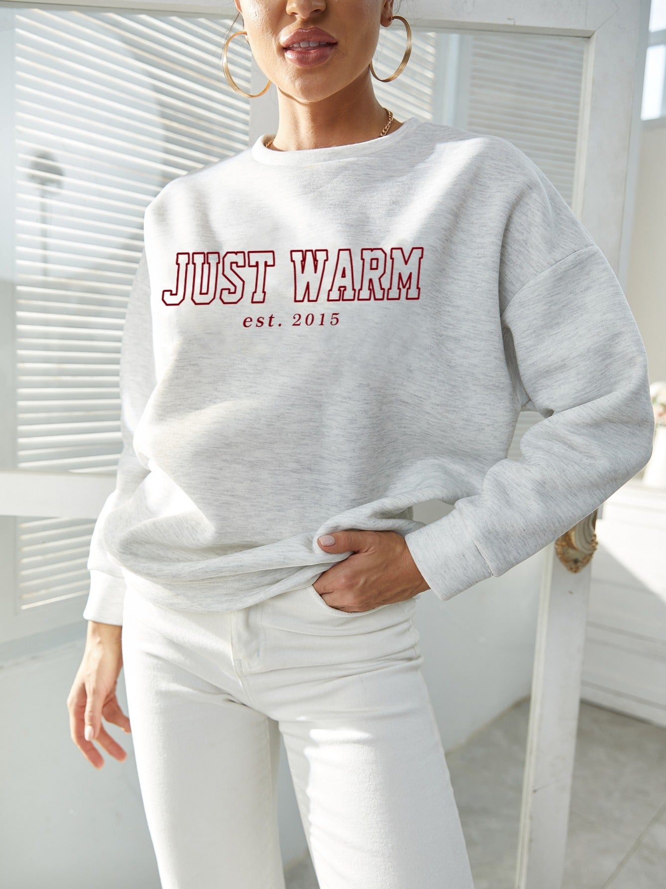 Women's Sweatshirt Letter Print Drop Shoulder Long Sleeve Casual Sweatshirt