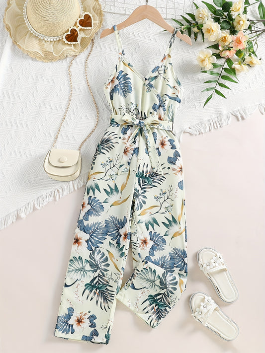 Girls Casual Floral Print Summer Overall Clothes