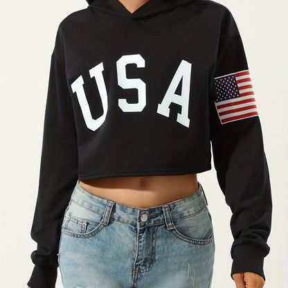 Sixsr Women's USA American Flag Graphic Sweatshirt - Long Sleeve, Round Neck, Casual Sports Style