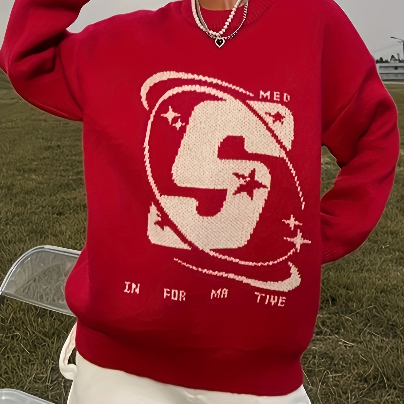 Sixsr Letter Pattern Crew Neck Pullover Sweater, Casual Long Sleeve Sweater For Fall & Winter, Women's Clothing