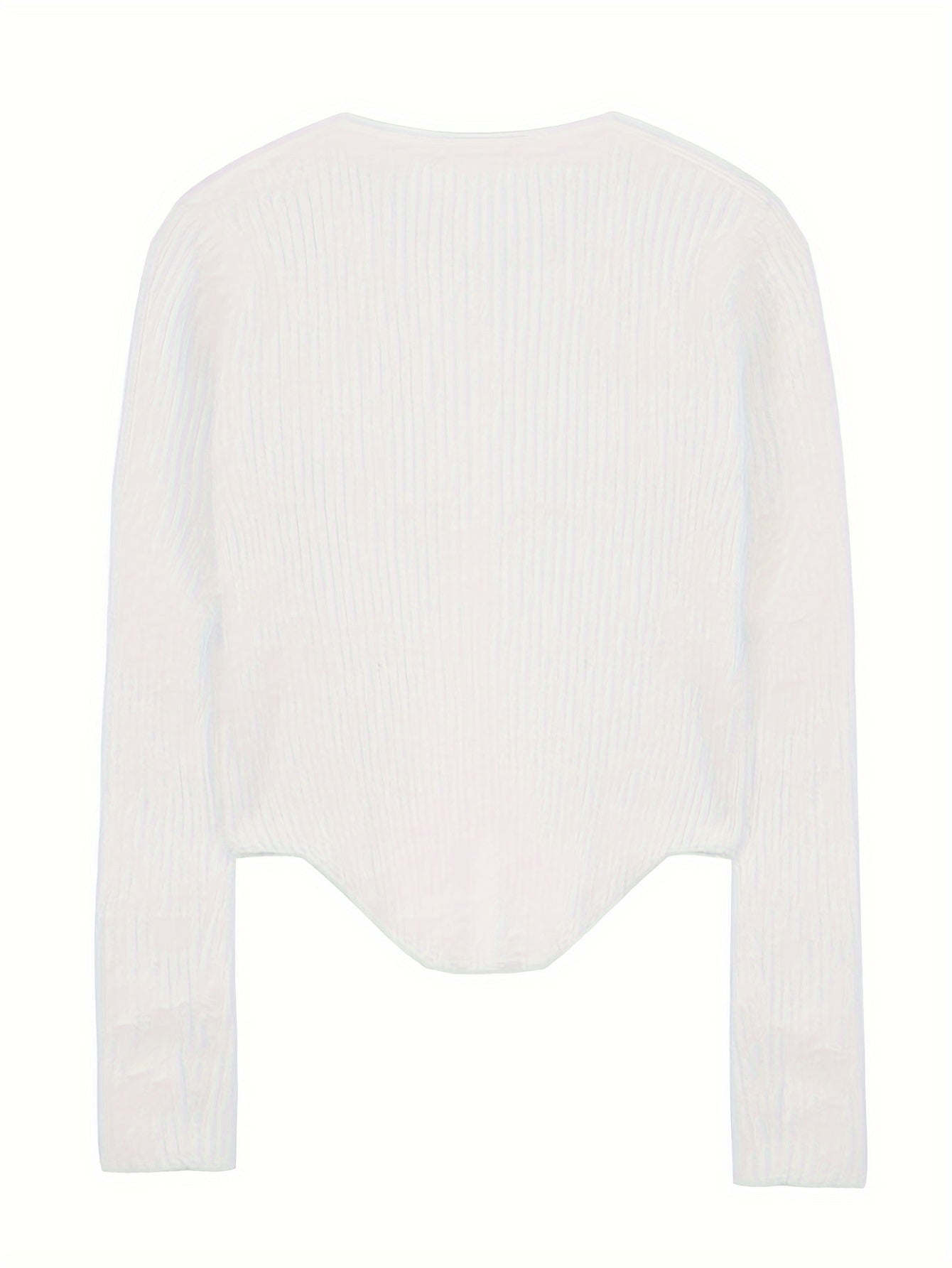 Sixsr Solid Button Up Pullover Sweater, Casual Long Sleeve Hanky Hem Sweater, Women's Clothing