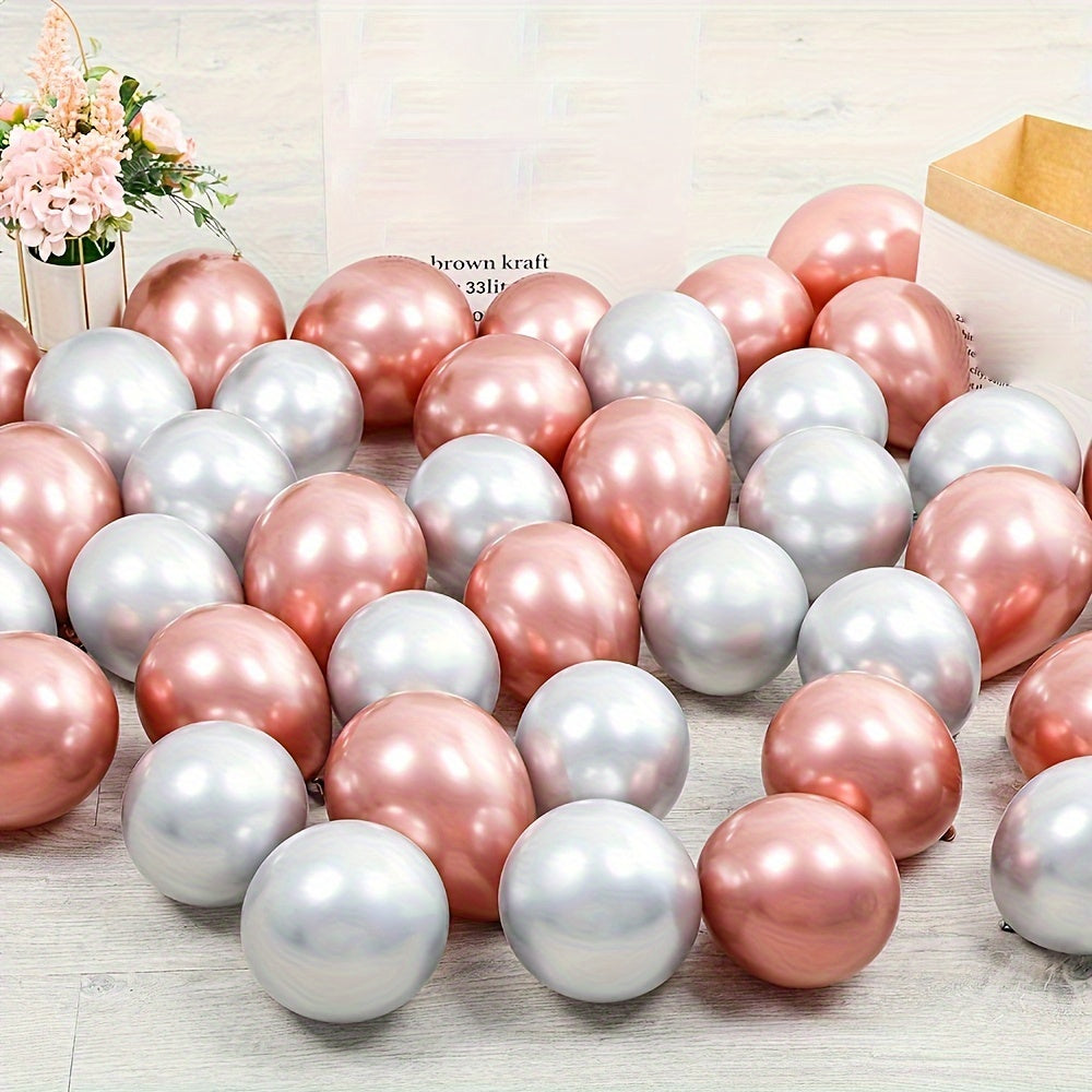 30pcs, Chrome Metallic Latex Balloons 5", Golden Silvery Metal Balloon, Birthday Party Inflate Globos Wedding Decor Supplies, Photo Balloon, Party Balloon, Party Decoration, Wedding Balloon, Wedding Decoration, Party Decorations Supplies