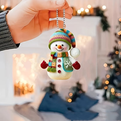 Christmas Snowman Acrylic Pendant Necklace - Festive Jewelry Gift for Teens and Adults, Casual Wear, Non-Metal Charm, Ideal for Christmas, New Year, 2025, Couple, Friend, Backpack Accessory, Tree Decoration