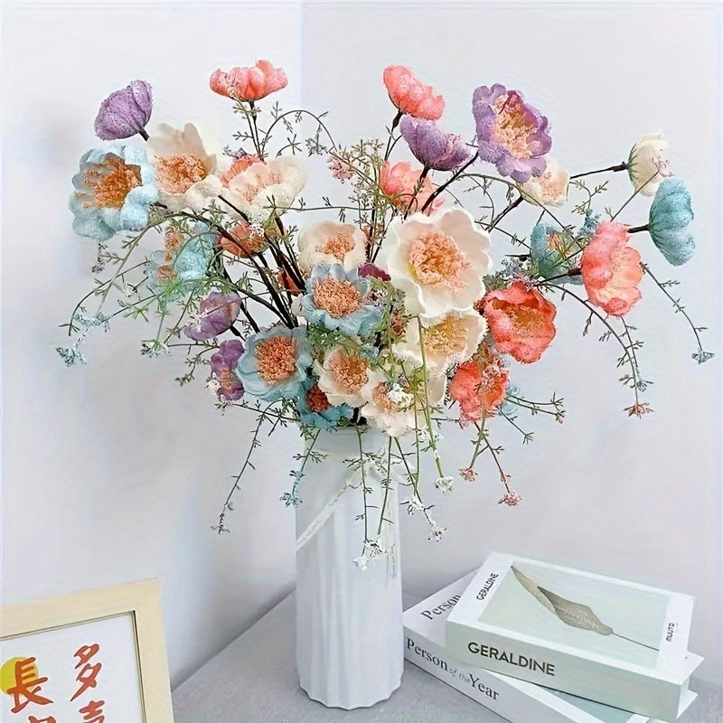 6pcs Artificial Flower Bouquet Set - Perfect for Valentine's, Christmas & Thanksgiving Decor | Ideal for Home, Kitchen & Wedding Table Centerpieces