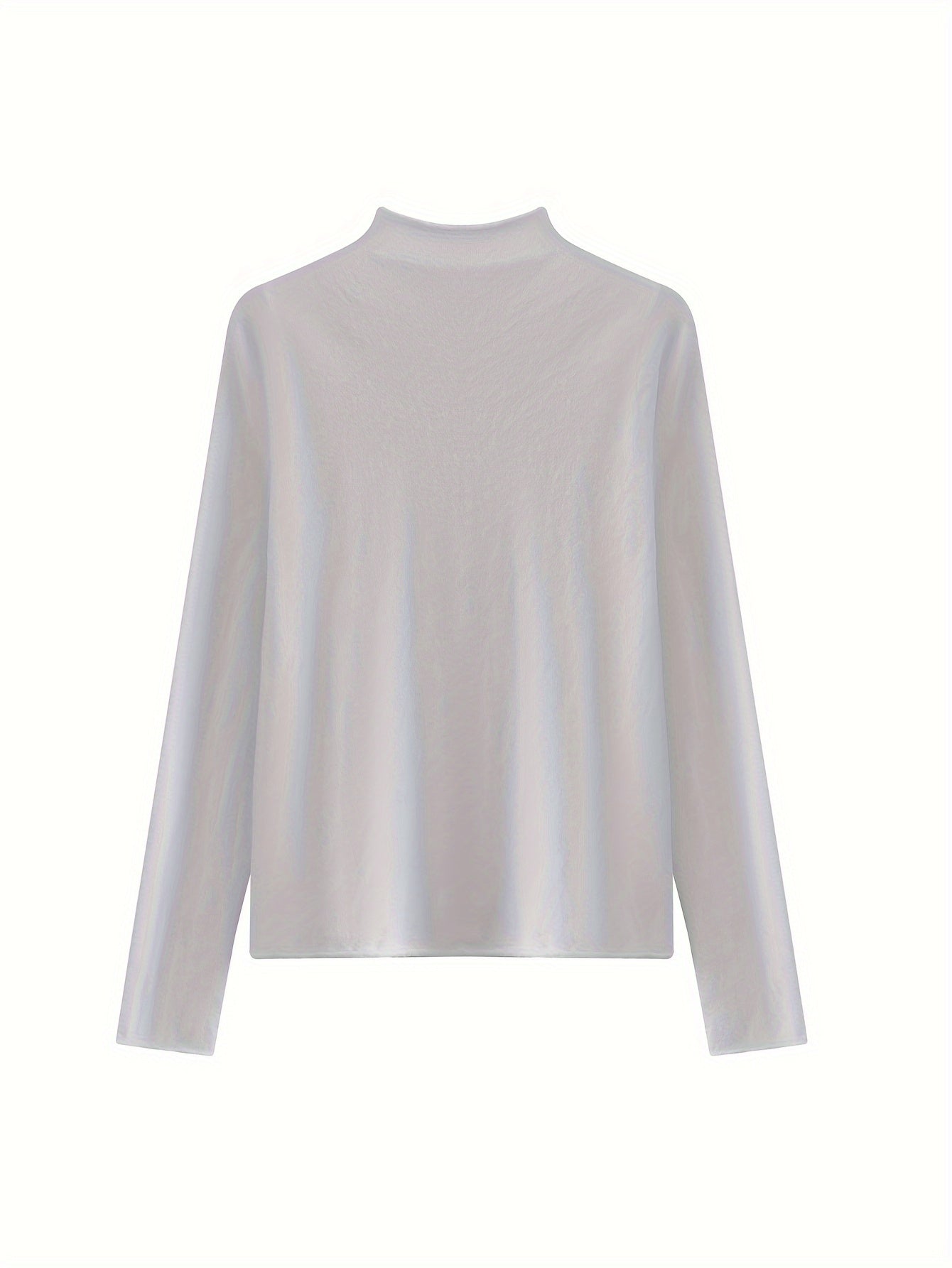 Sixsr Solid Mock Neck Knitted Top, Casual Long Sleeve Inner Wear Top, Women's Clothing