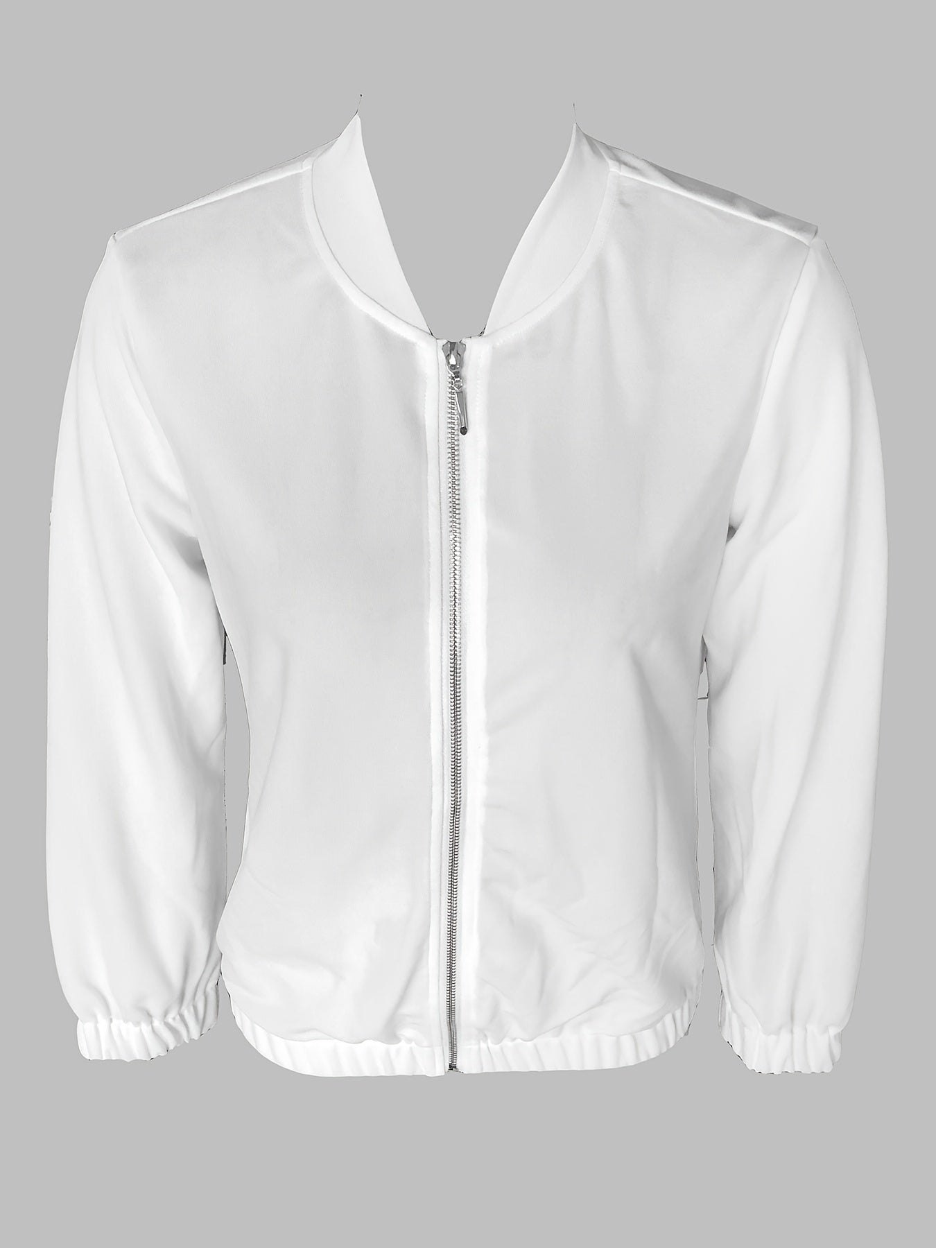 Sixsr Solid Zipper Front Simple Jacket, Versatile Long Sleeve Outwear For Fall & Winter, Women's Clothing