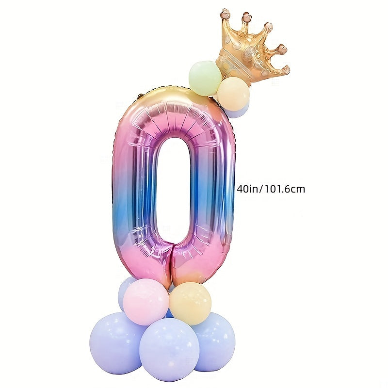 40-Inch Giant Rainbow Number Balloons 0-9 - Vibrant, Helium-Filled, Aluminum Foil Polyester Film - Perfect for Birthday, Fantasy, Anniversary, and Commemorative Celebrations