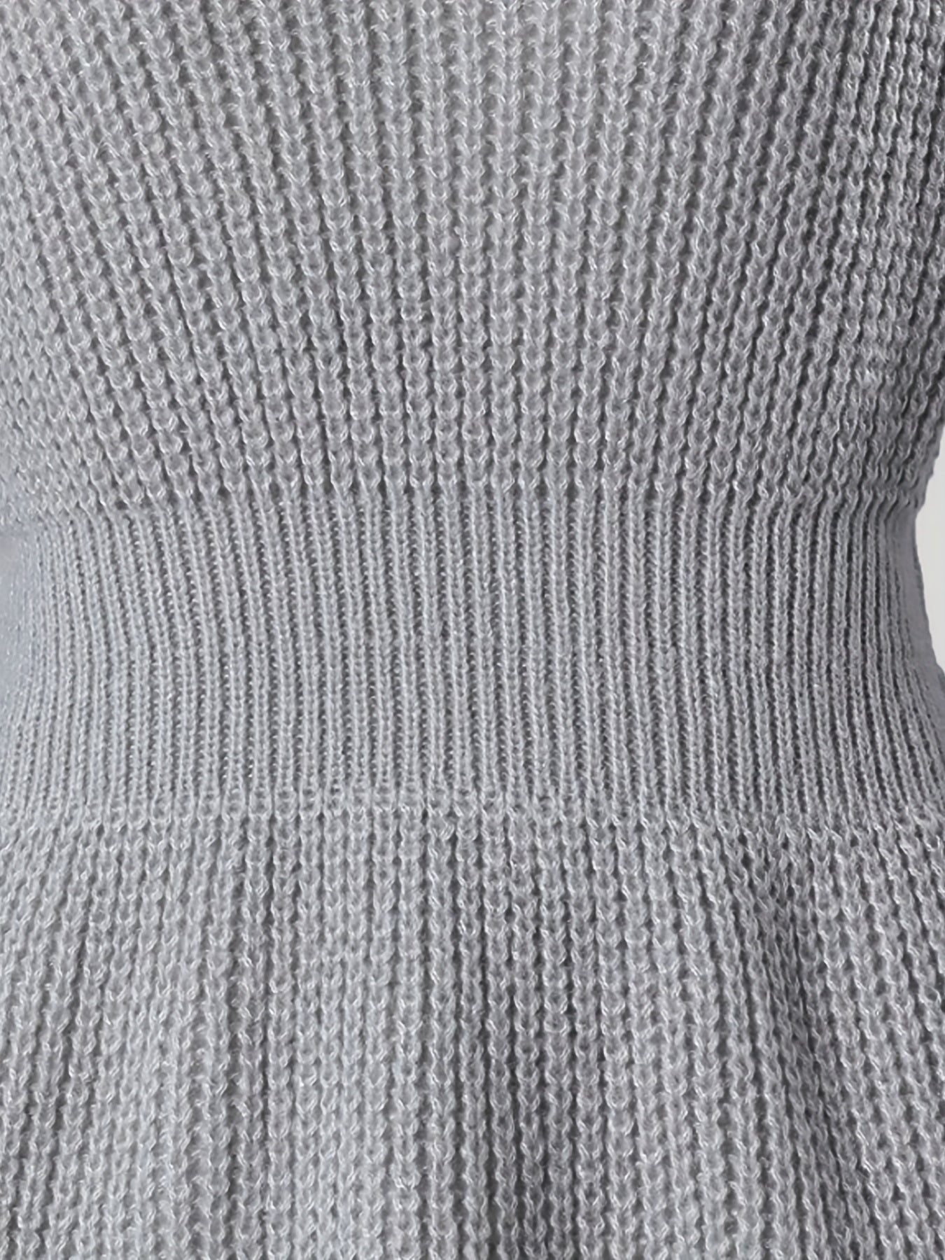 Sixsr Solid Notched Neck Knit Sweater, Elegant Cinched Waist Ruffle Long Sleeve Sweater, Women's Clothing