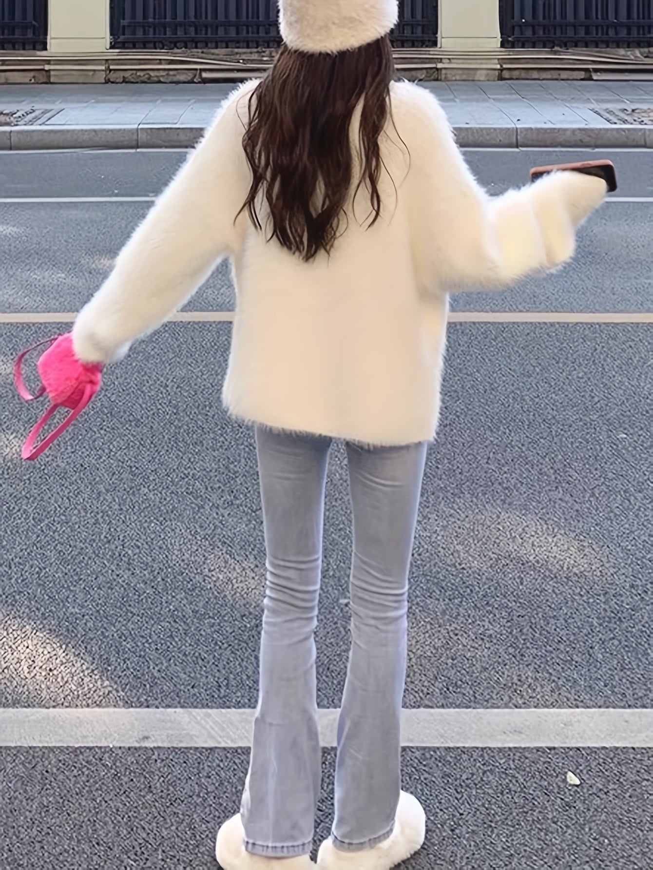 Sixsr Solid Crew Neck Pullover Sweater,  Casual Long Sleeve Drop Shoulder Sweater, Women's Clothing