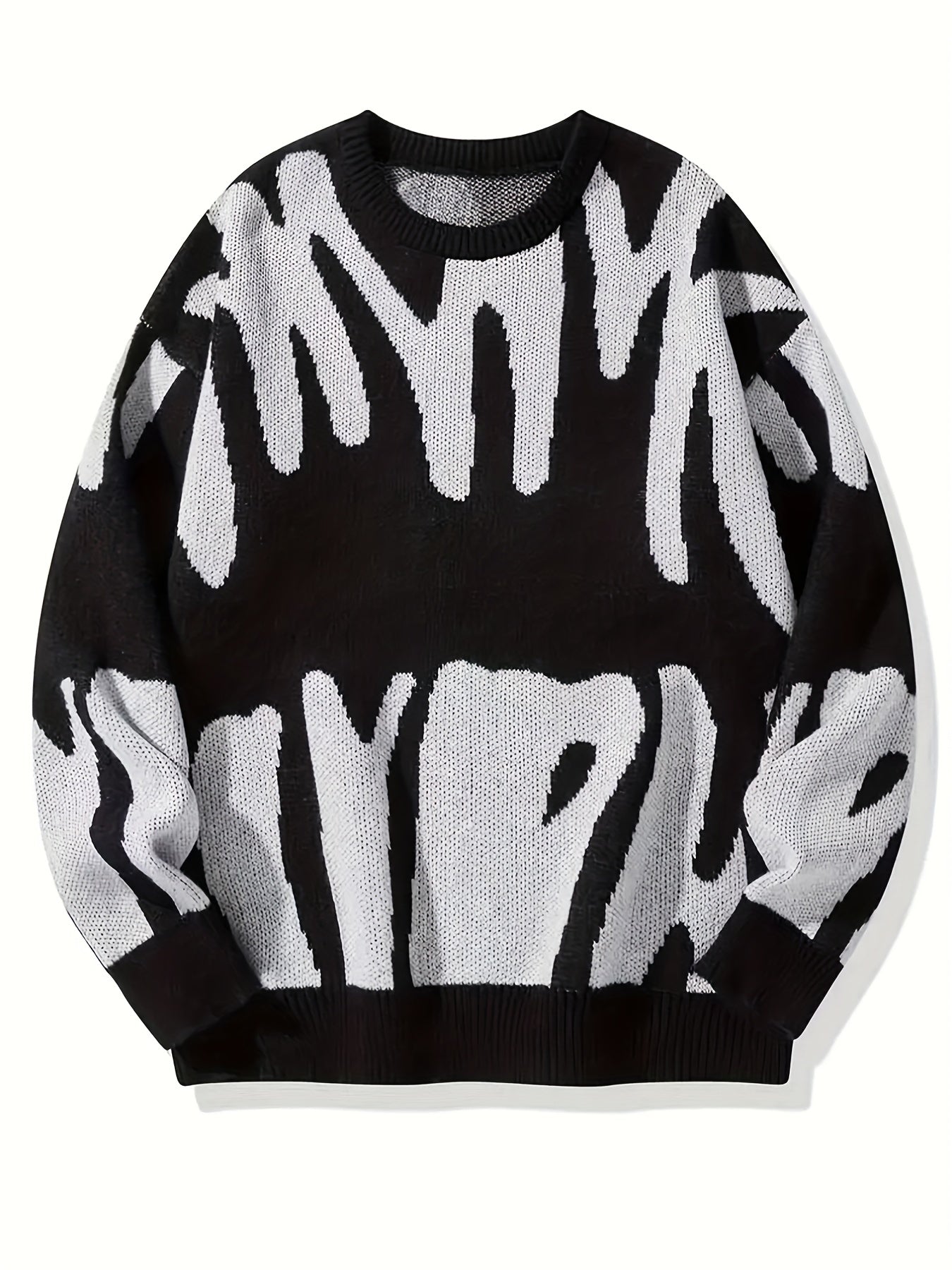 Sixsr Y2K Graphic Pattern Pullover Sweater, Crew Neck Long Sleeve Sweater, Women's Clothing