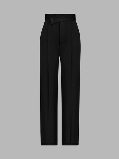 Sixsr Tailored Solid Pants, Solid High Waist Wide Leg Work Office Pants, Women's Clothing