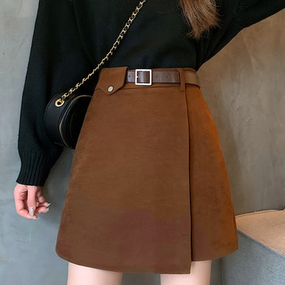 Sixsr Solid High Waist Versatile Skirt, Casual Mini Skirt For Fall & Winter, Women's Clothing