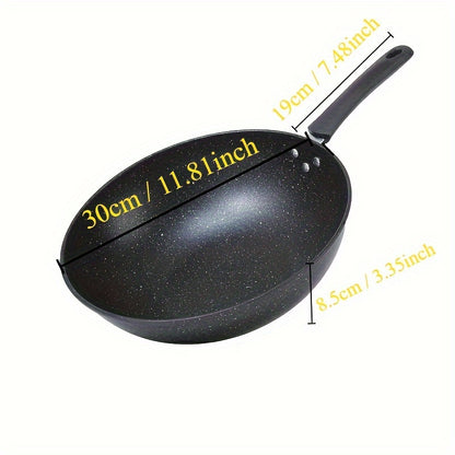 1pc Non-stick Coating Pot, 11.81inch Household Cooking Pot, Smokeless Pot, Flat Bottom Frying Pot, Good Use Non-stick Pot, Omelette Frying Steak Pot, Electromagnetic Stove Gas Stove, Universal Pot