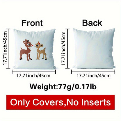 1pc Adorable Rudolph Velvet Cushion Cover - Square Pillowcase with Charming Printed Pattern, Soft Velvet Texture for Cozy Home Decor, Perfect Accent to Living Room, Bedroom, Office & Sofa (Pillow Insert Not Included)