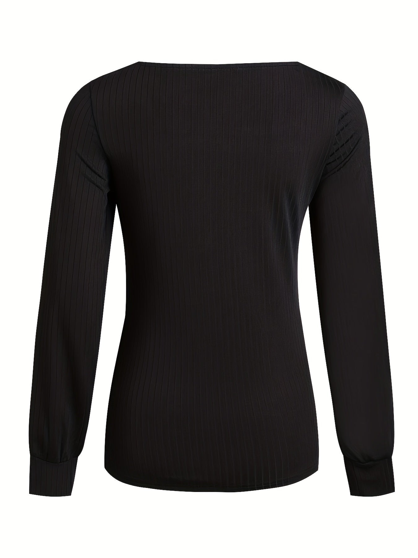 Sixsr Solid Square Neck T-shirt, Casual Long Sleeve Top For Spring & Fall, Women's Clothing