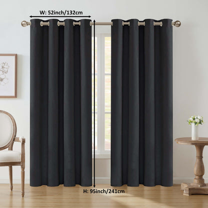 1 Panel Blackout Thermal Insulated Grommet Top Curtains Room Darkening For Bedroom, Light Blocking Drapes For Living Room Office Home Decor