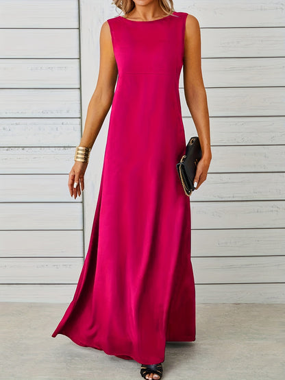 Sixsr Maxi Tank Dress, Sleeveless Solid Casual Every Day Dress, Women's Clothing