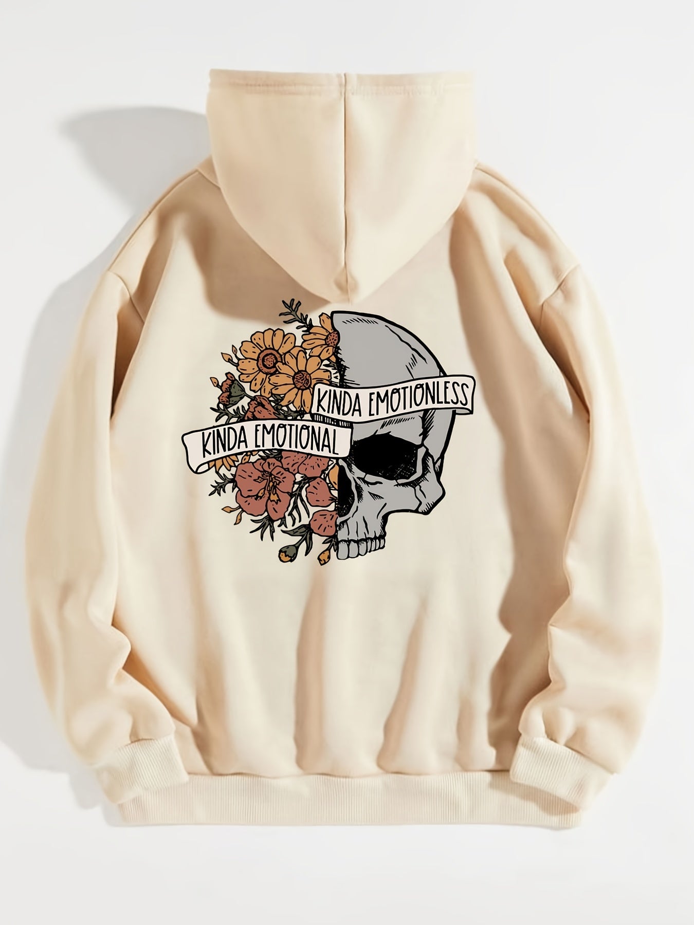 Sixsr Floral & Skull Print Hoodies, Drawstring Kangaroo Pocket Casual Sweatshirt For Winter & Fall, Women's Clothing