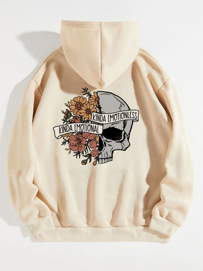 Sixsr Floral & Skull Print Hoodies, Drawstring Kangaroo Pocket Casual Sweatshirt For Winter & Fall, Women's Clothing