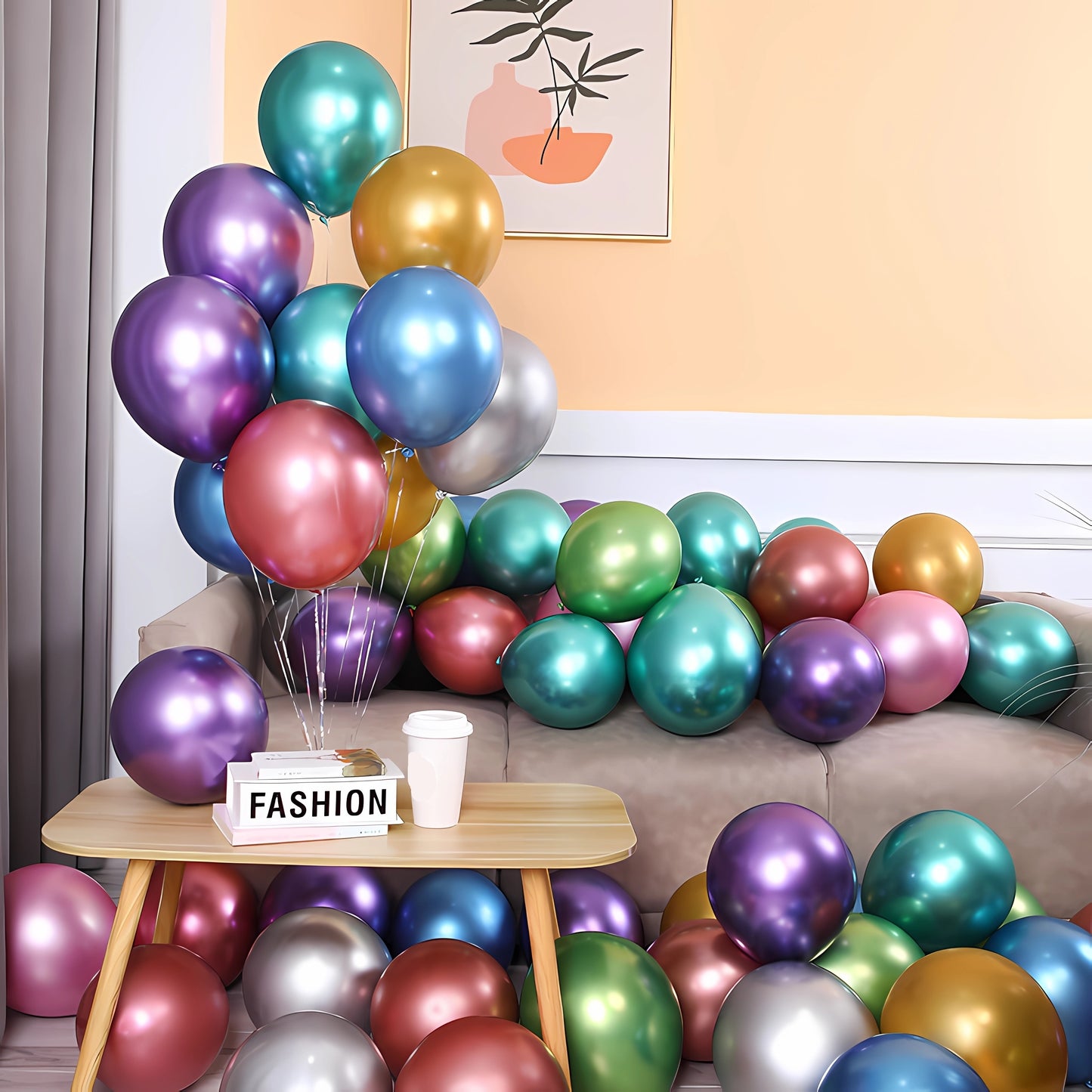 50PCS Shiny Chrome Metallic Balloons - Ideal for Wedding, Graduation, Birthday Parties & Easter Celebrations!