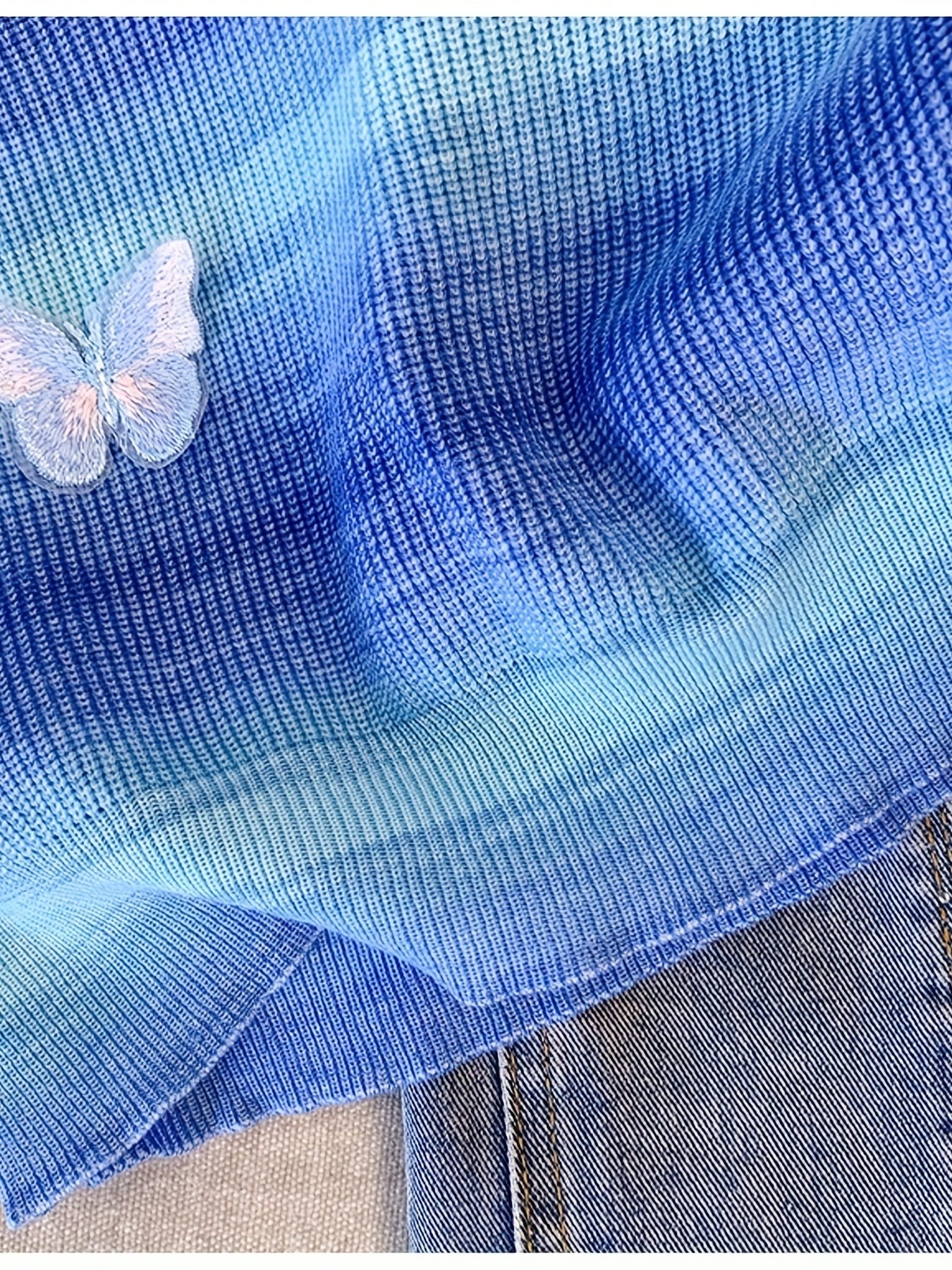 Sixsr Butterfly Pattern Gradient Knitted Cami Top, Casual V Neck Summer Sleeveless Top, Women's Clothing