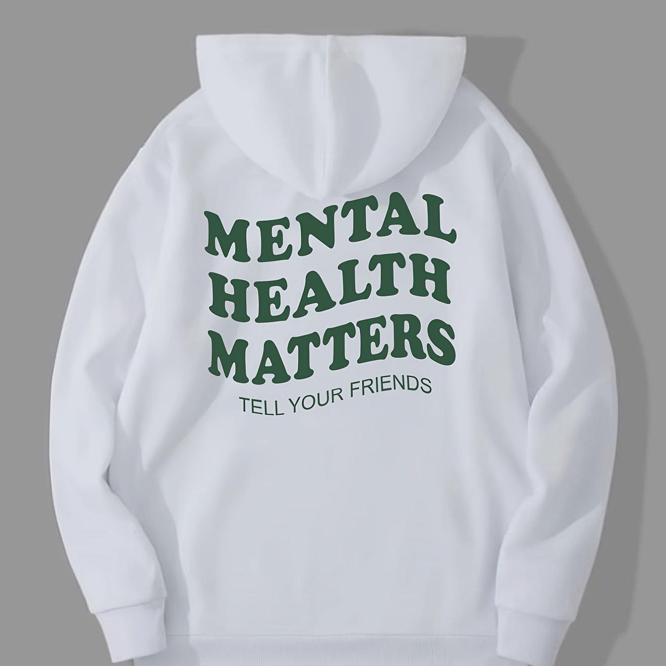 Sixsr Mental Health Matters Print Hoodies, Drawstring Kangaroo Pocket Casual Sweatshirt For Winter & Fall, Women's Clothing