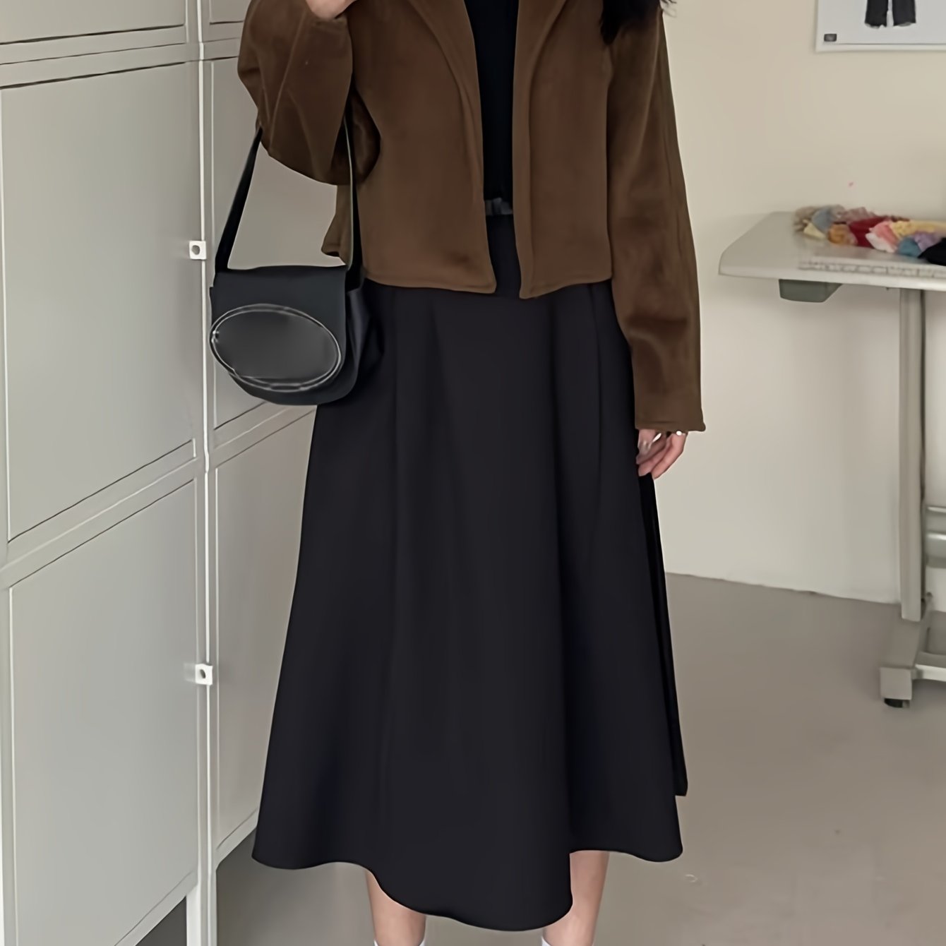 Sixsr Solid Open Front Coat, Casual Long Sleeve Stylish Outerwear, Women's Clothing