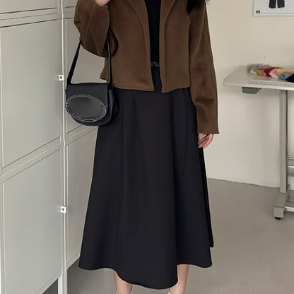 Sixsr Solid Open Front Coat, Casual Long Sleeve Stylish Outerwear, Women's Clothing