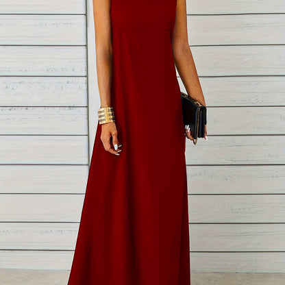 Sixsr Maxi Tank Dress, Sleeveless Solid Casual Every Day Dress, Women's Clothing