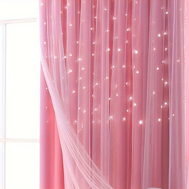 Twin-Layer Modern Star Hollow Curtains - Soft, Breathable, Light-Blocking, Thermal Insulated, Stylish Decor for Living Room, Bedroom, Study Room, and Home Office