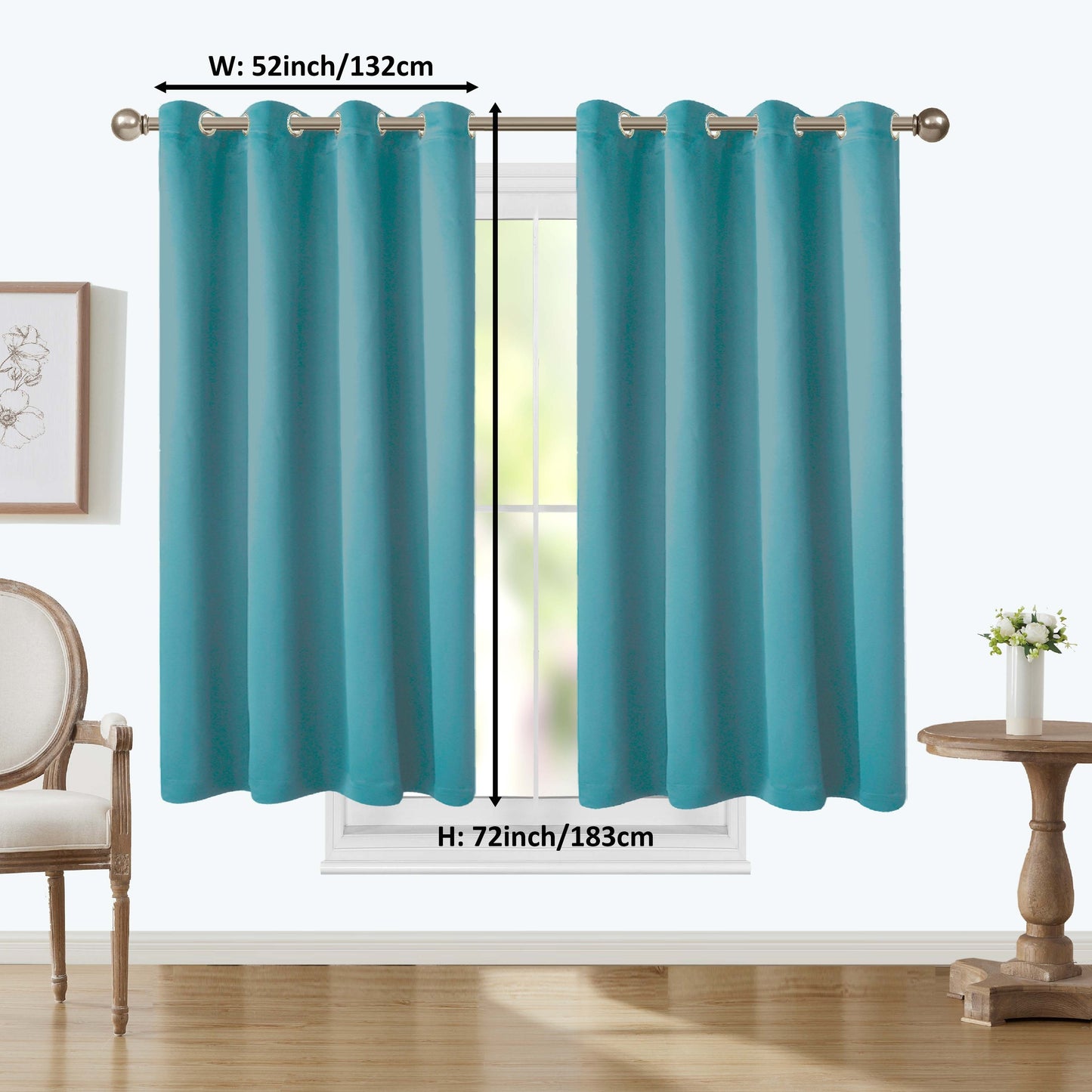 1 Panel Blackout Thermal Insulated Grommet Top Curtains Room Darkening For Bedroom, Light Blocking Drapes For Living Room Office Home Decor