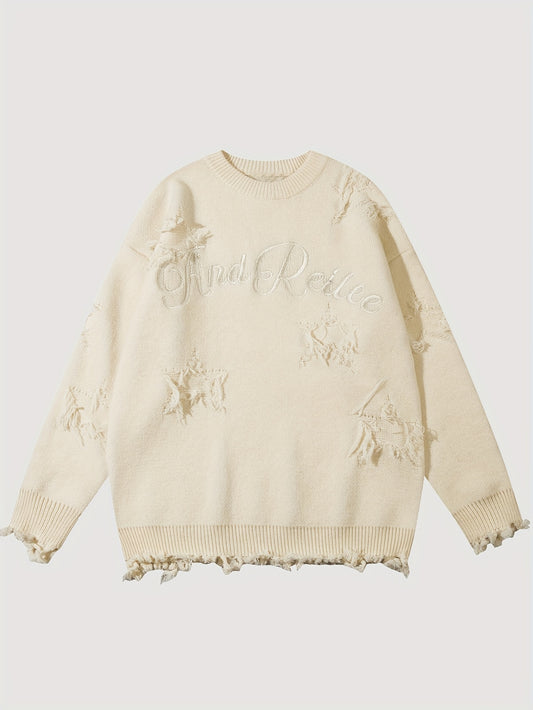 Sixsr All Match Trendy Knitted Sweater, Men's Casual Warm Mid Stretch Crew Neck Pullover Sweater For Men Fall Winter