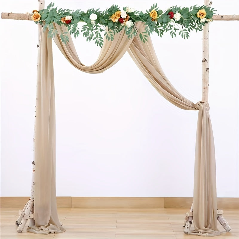 1pc, Wedding Arch Tulle Fabric Background Decoration Draping Fabric 1 Panel 18.7Ft Dark Champagne Chiffon Fabric Drapery Wedding Ceremony Reception Swag Decorations Curtain Birthday Party Supplies Ceremony Reception Hanging Wall Decoration