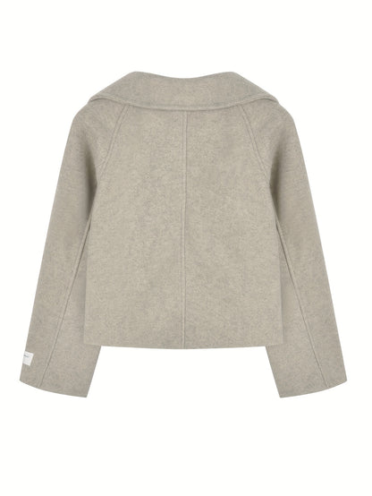 Sixsr Button Front Lapel Neck Jacket, Casual Solid Color Long Sleeve Coat For Fall & Winter, Women's Clothing