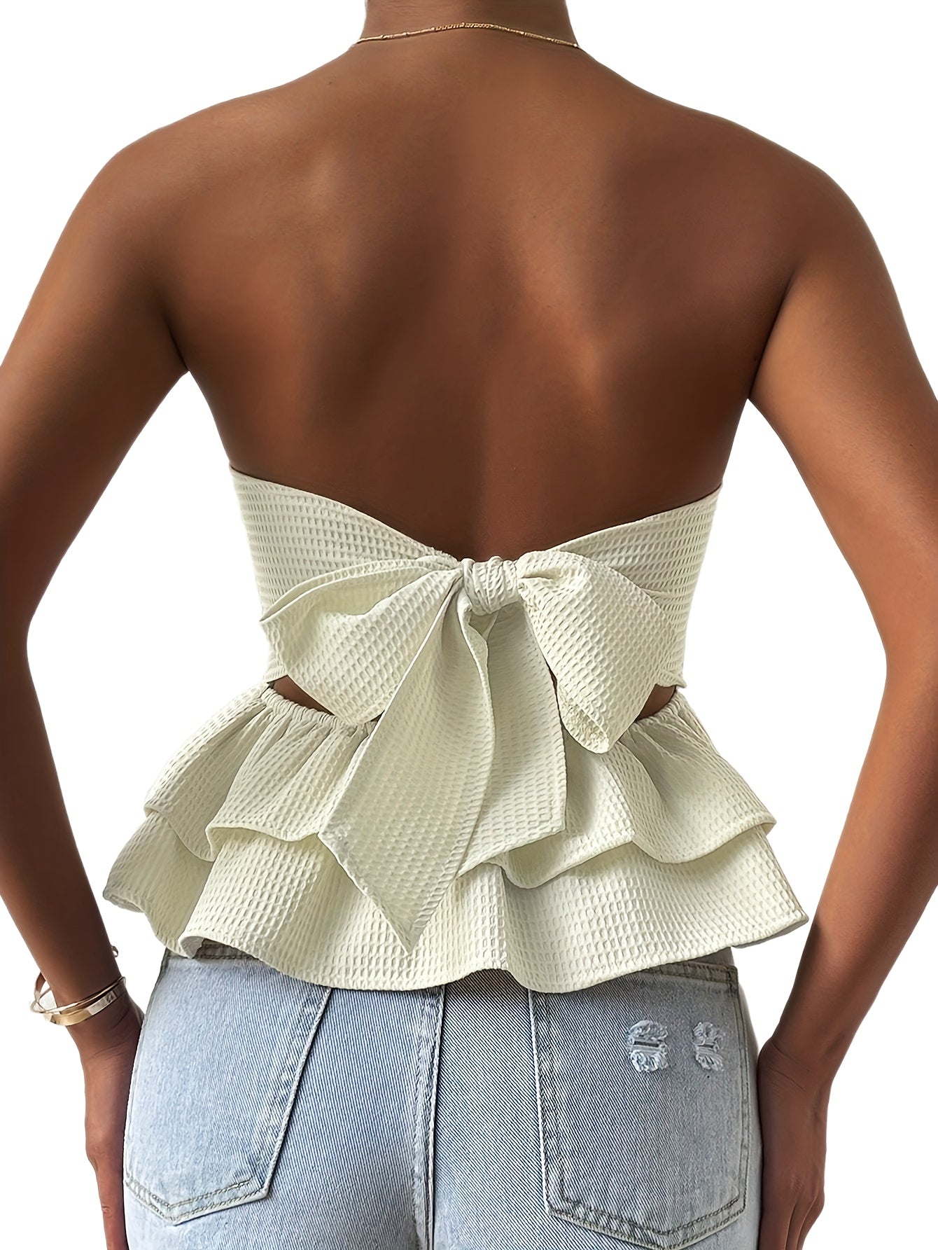 Sixsr  Layered Hem Solid Top, Elegant Sleeveless Top For Spring & Summer, Women's Clothing