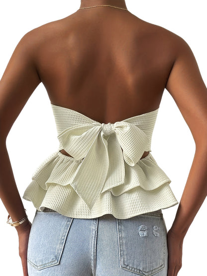 Sixsr  Layered Hem Solid Top, Elegant Sleeveless Top For Spring & Summer, Women's Clothing