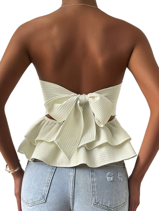 Sixsr  Layered Hem Solid Top, Elegant Sleeveless Top For Spring & Summer, Women's Clothing