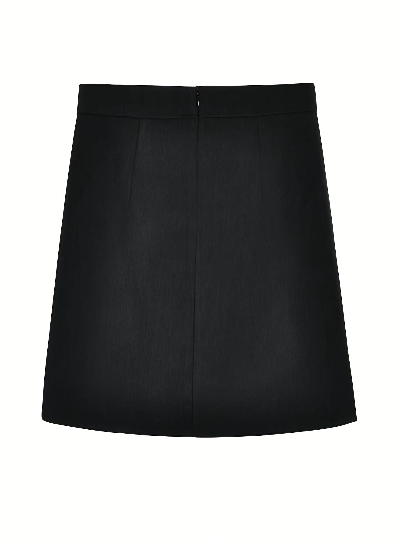 Sixsr Solid High Waist Skirt, Casual Zipper Mini Skirt, Women's Clothing