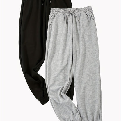 Sixsr 2pcs Women's Athleisure Solid Color Comfortable Loose Pants With Elastic Waist Drawstring