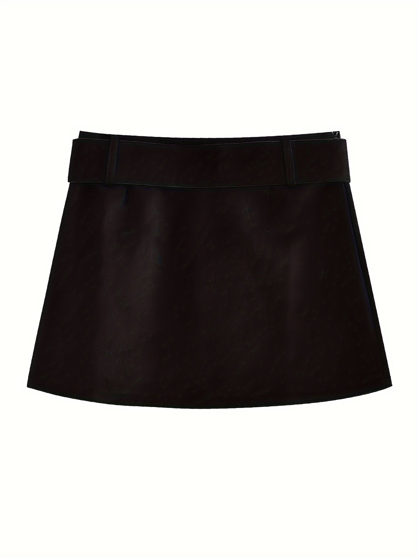 Sixsr Solid Simple Belted Skirt, Elegant Skirt For Spring & Fall, Women's Clothing