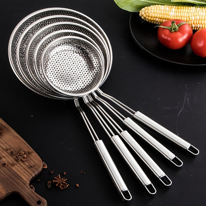 Stainless Steel Strainer Ladles with Handles - Set of Multiple Sizes, Heavy-Duty Kitchen Utensils for Cooking and Straining - Uncharged Material