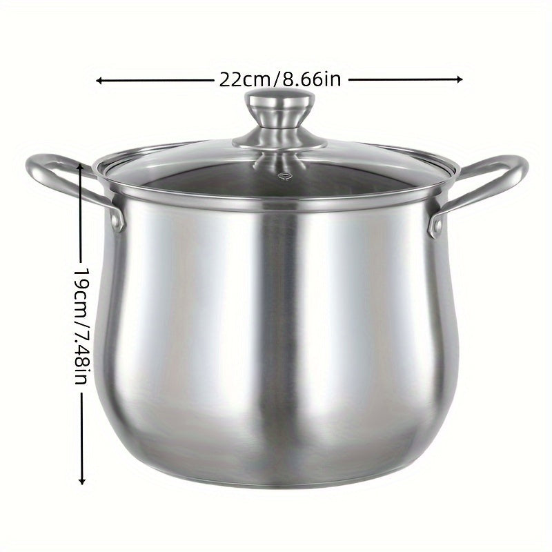 Extra-Tall Stainless Steel Soup Pot - Large Capacity, Thickened for Durability, Perfect for Cooking, Steaming & Brewing - Compatible with Electric & Gas Stoves