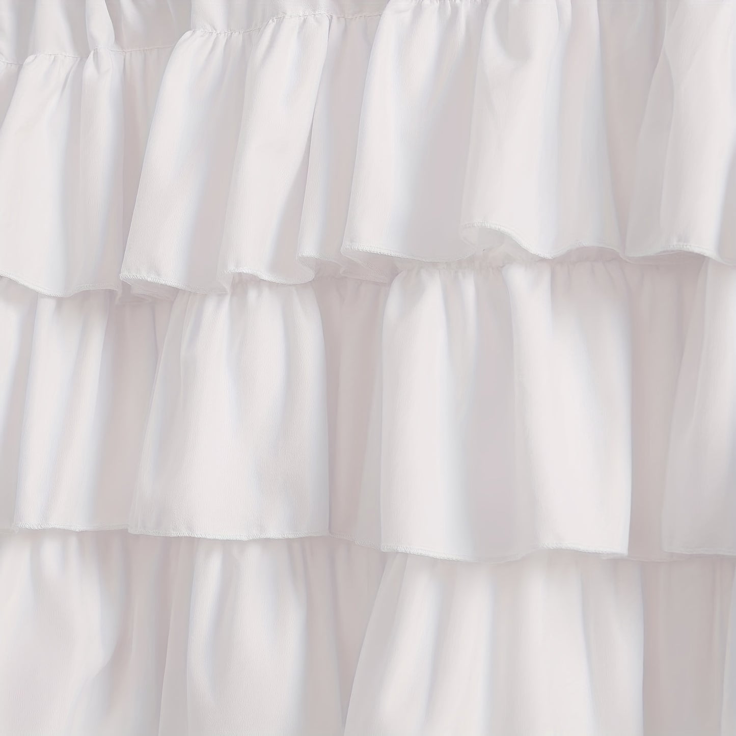 1PC Soft White Ruffle Farmhouse Tier Curtain - Rustic Country Tiered Ruffles Valance for Windows Kitchen Home Decor - Elegant, Easy-Care, and Durable Fabric