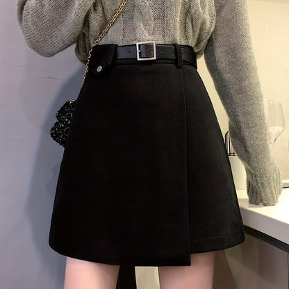 Sixsr Solid High Waist Versatile Skirt, Casual Mini Skirt For Fall & Winter, Women's Clothing