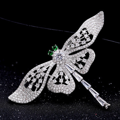2025 Korean version of high-end micro-inlaid zircon corsage fashion luxury suit coat accessories temperament pin animal dragonfly brooch