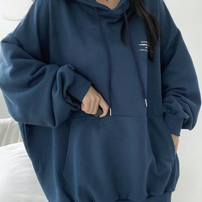 Sixsr Letter Print Drawstring Hoodie, Casual Long Sleeve Kangaroo Pocket Hoodie Sweatshirt, Women's Clothing