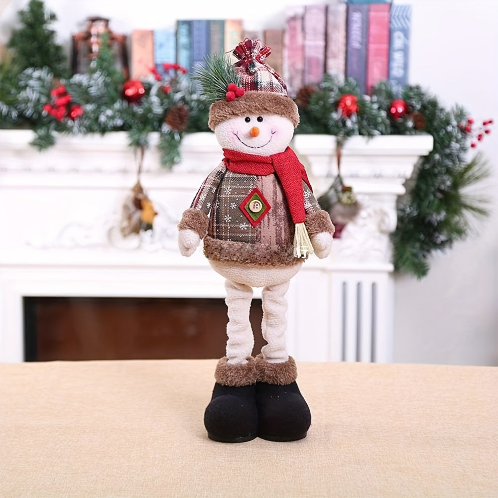 Adorable Christmas Plush Figurine Set - Santa, Snowman & Reindeer with Adjustable Legs | Perfect for Holiday Home Decor & Party Accents